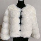 Women's Cropped Faux Fur Jacket – Plush Winter Statement Coat