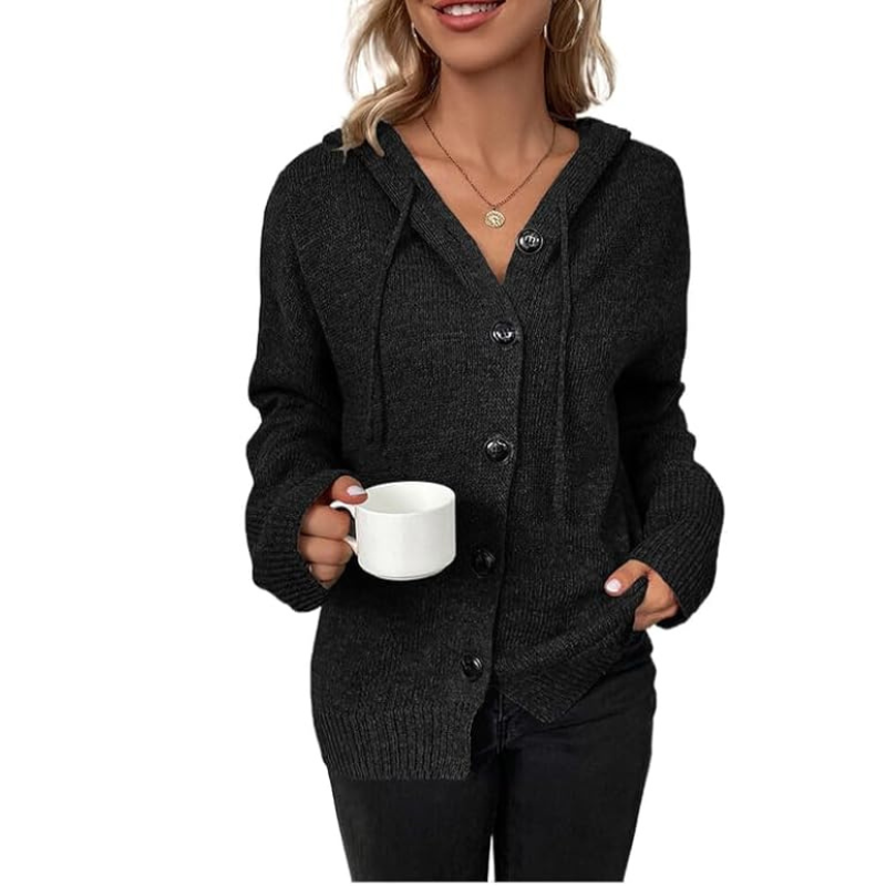Women's Button Front Winter Cardigan – Thick Knit Long Sleeve Cardigan