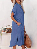 Women's Shirt Dress – Casual Short Sleeve Dress – Sienna