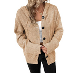 Women's Button Front Winter Cardigan – Thick Knit Long Sleeve Cardigan