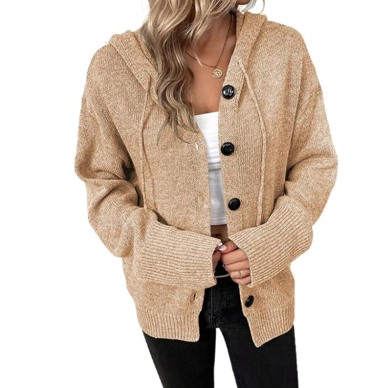 Women's Button Front Winter Cardigan – Thick Knit Long Sleeve Cardigan