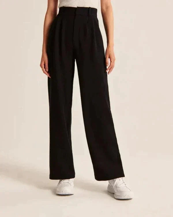 Women's Tailored Wide Leg Trousers – High Waist Dress Pants