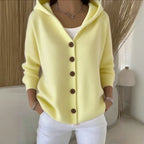 Women's Hooded Knit Jacket – Button Front Sweater Cardigan
