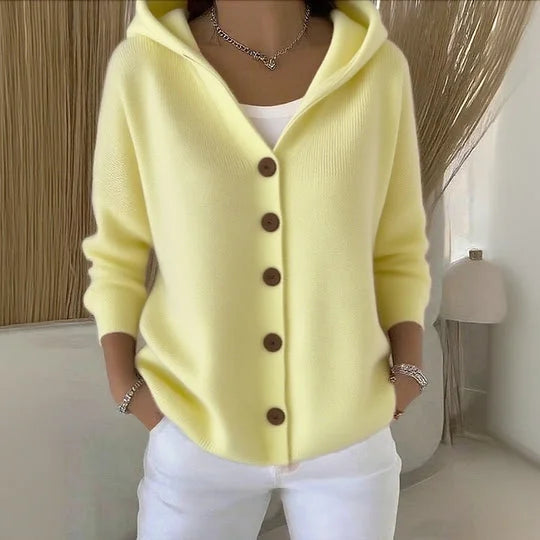 Women's Hooded Knit Jacket – Button Front Sweater Cardigan