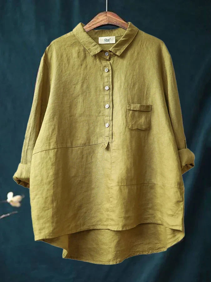 Women's Stand Collar Blouse – Long Sleeve Button Front Blouse