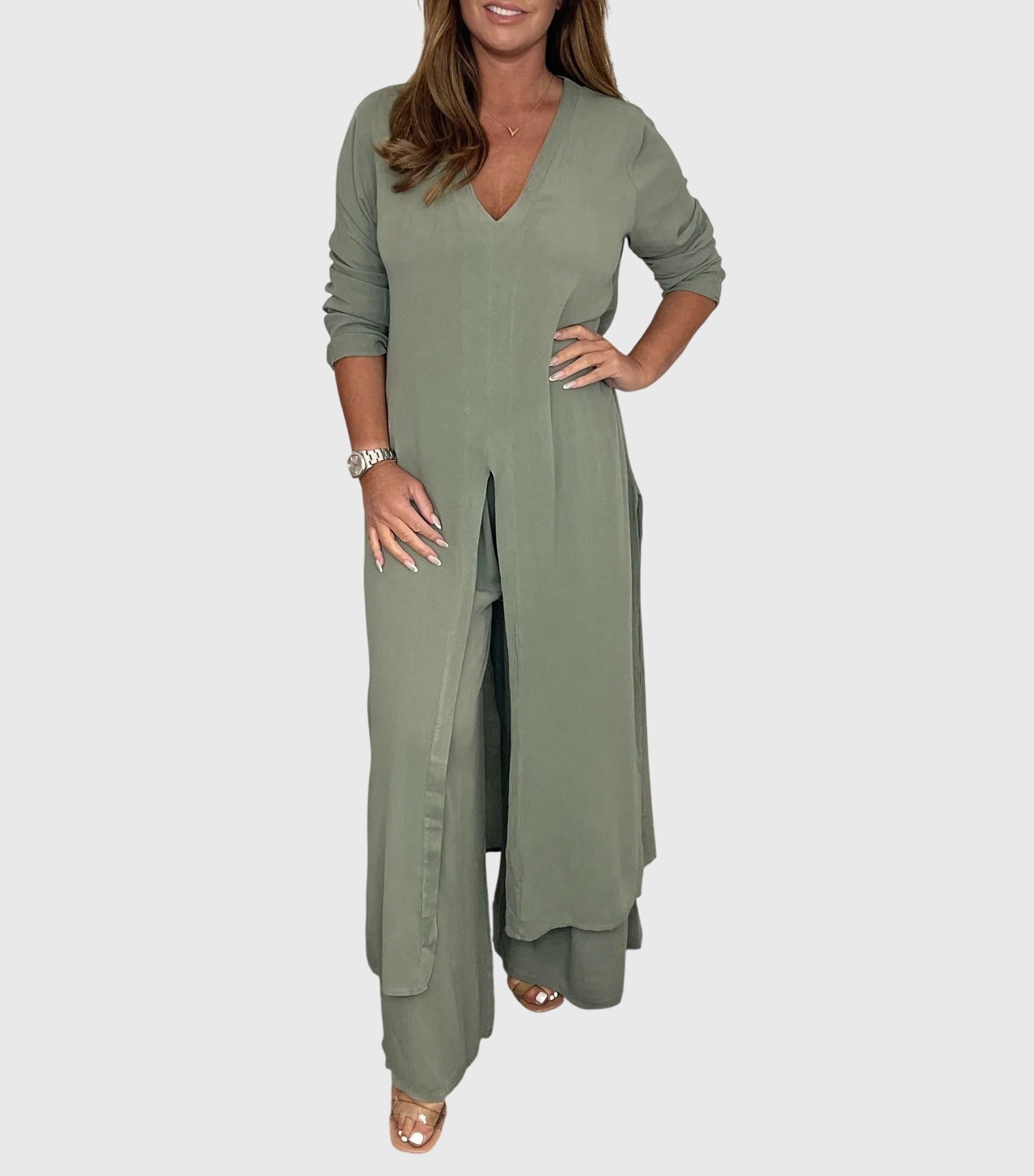 Women's Elegant Wide Leg Set – Matching Two-Piece Set – Naomi