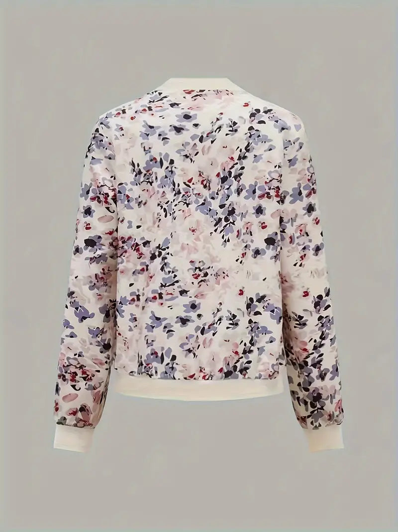 Women's Printed Bomber Jacket – Lightweight Zip Jacket