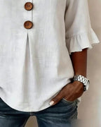 Women's Ruffle Button Blouse – Relaxed Flowy Long Sleeve Blouse