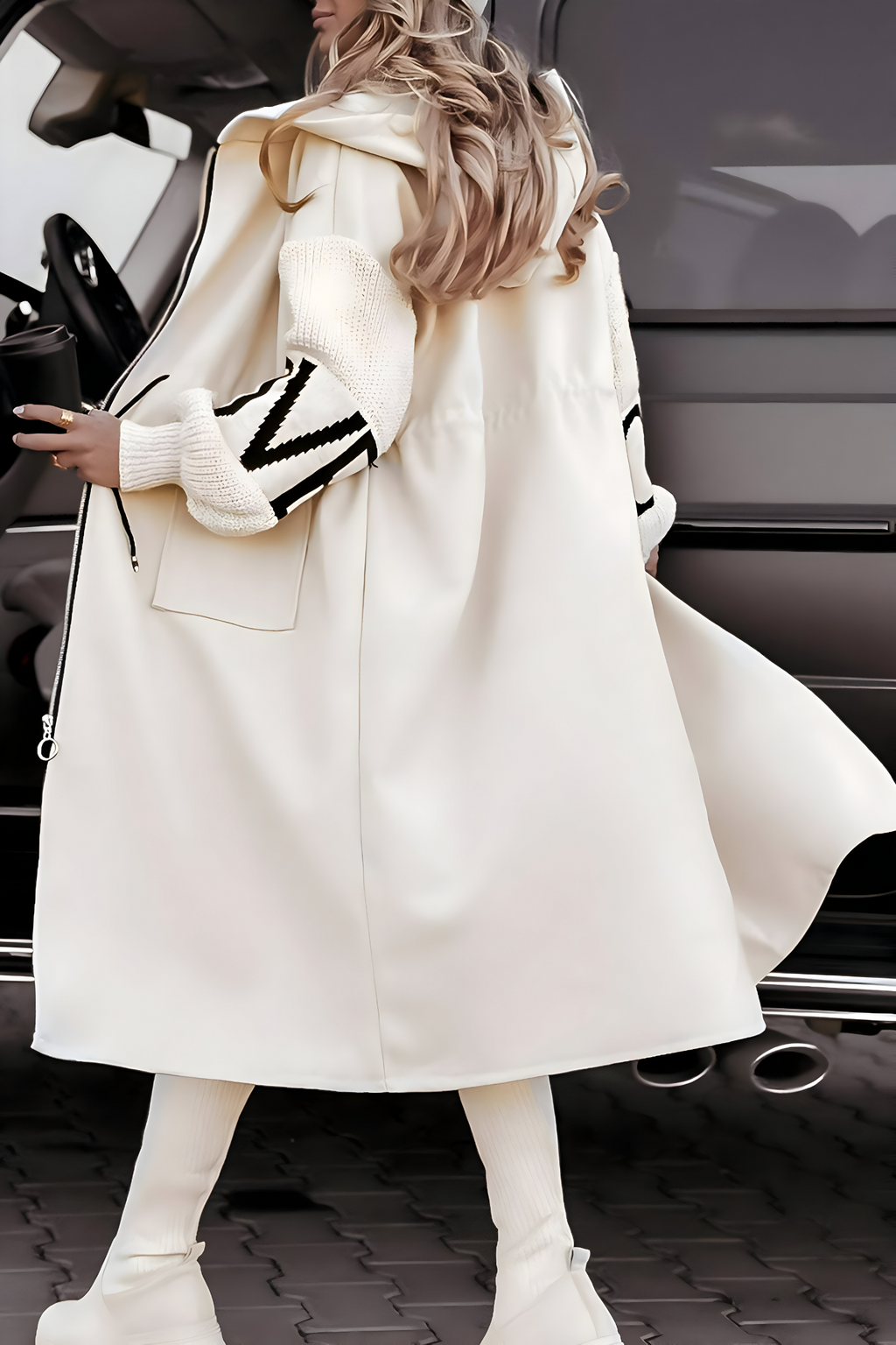 Women's Hooded Knit Sleeve Jacket – Zip Front Casual Jacket