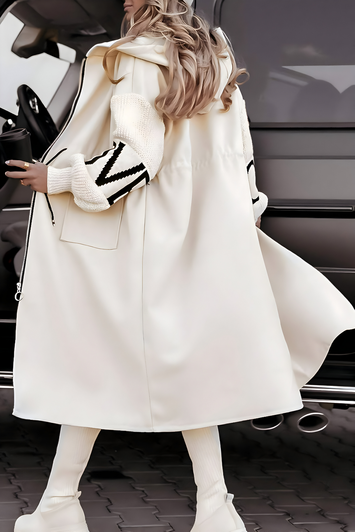 Women's Hooded Knit Sleeve Jacket – Zip Front Casual Jacket