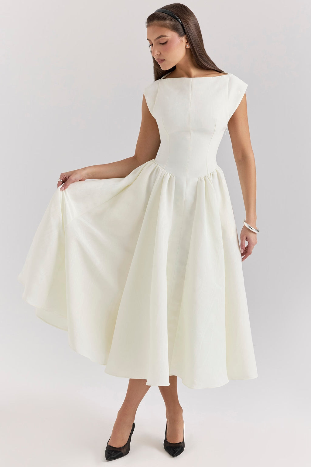 Women's Tailored Waist Dress – Flowy Formal Wedding Guest Dress