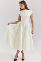 Women's Tailored Waist Dress – Flowy Formal Wedding Guest Dress