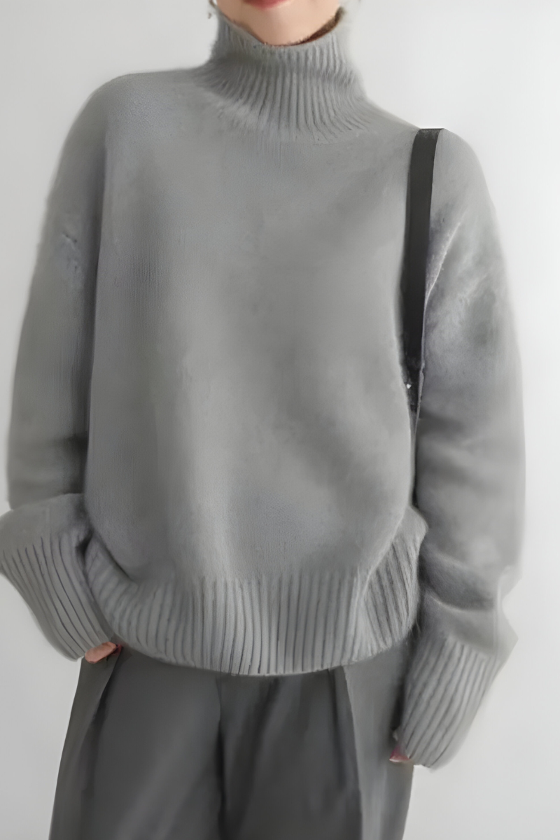 Women's Roll Neck Sweater – High Neck Long Sleeve Knit Pullover