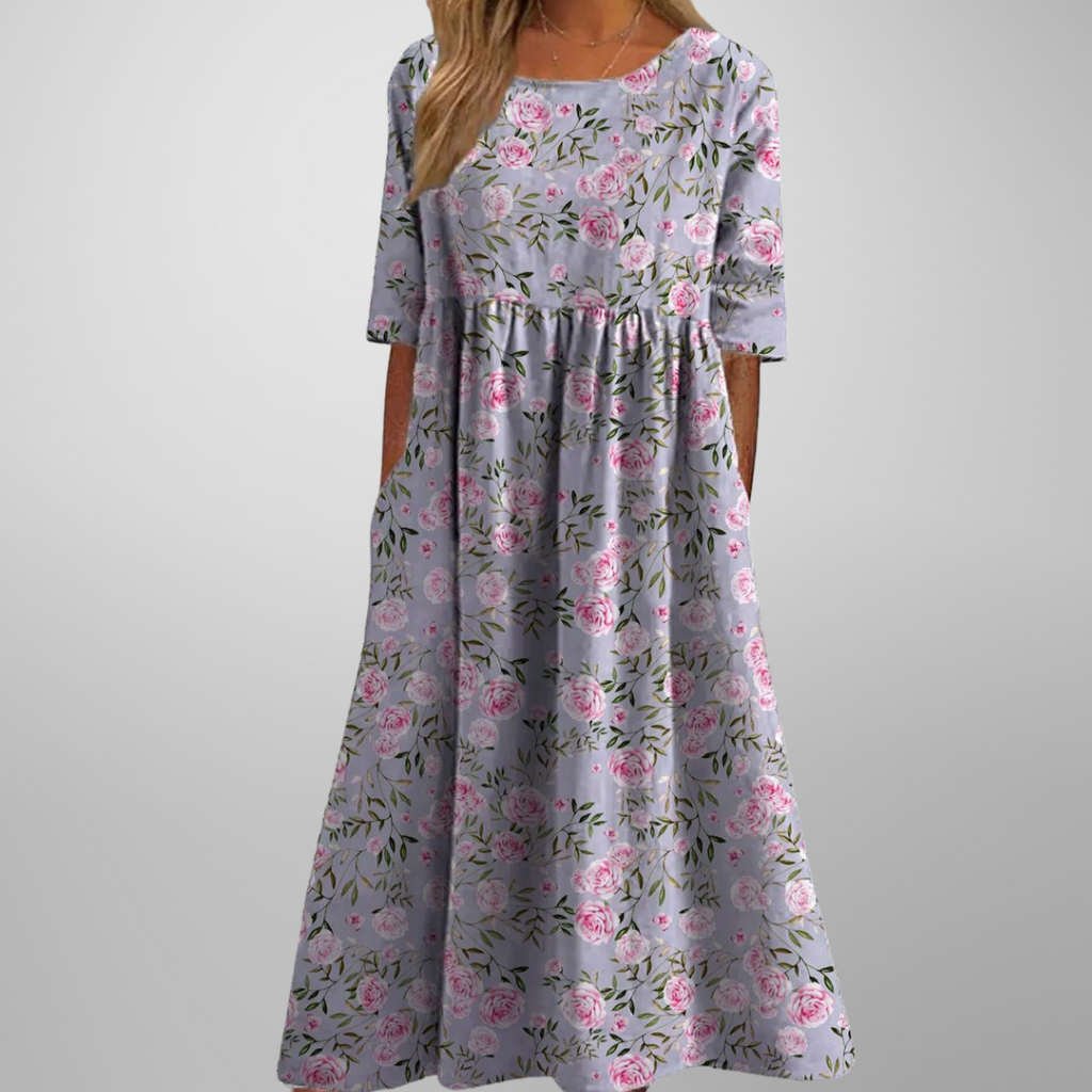 Women's Floral Midi Dress – Relaxed Fit Summer Dress – Brooklyn