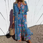 Women's Floral Print Maxi Dress – Pocket Flowy Summer Dress