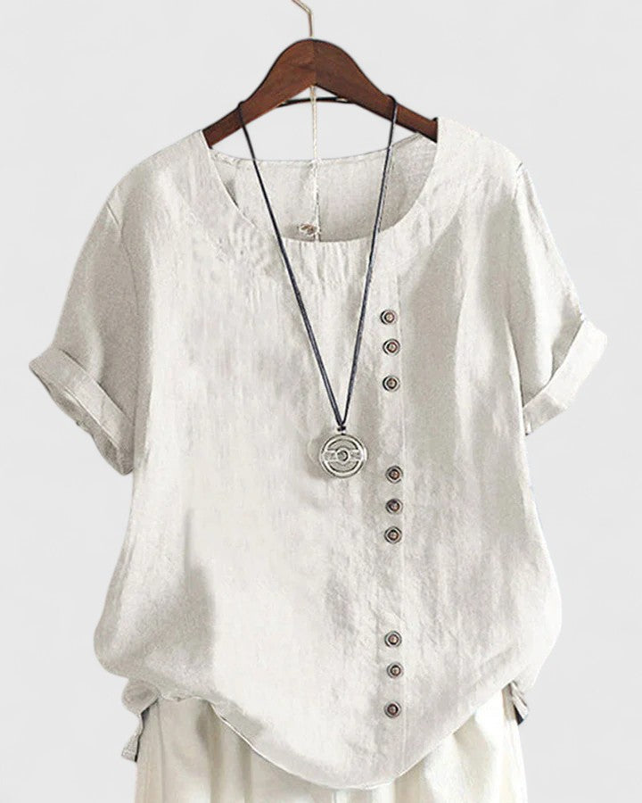 Women's Summer Blouse – Button Front Casual Blouse – Nadine