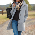 Women's Winter Coat – Button Front Long Coat – Judith