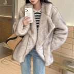 Women's Oversized Faux Fur Coat – Fluffy Winter Statement Jacket
