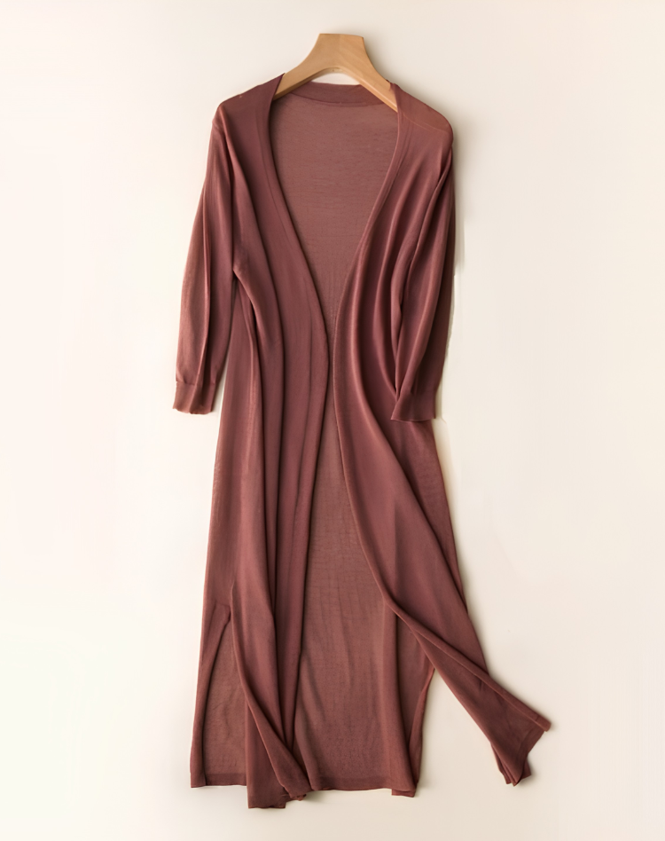 Women's Longline Duster Cardigan – Open Front Knit Sweater