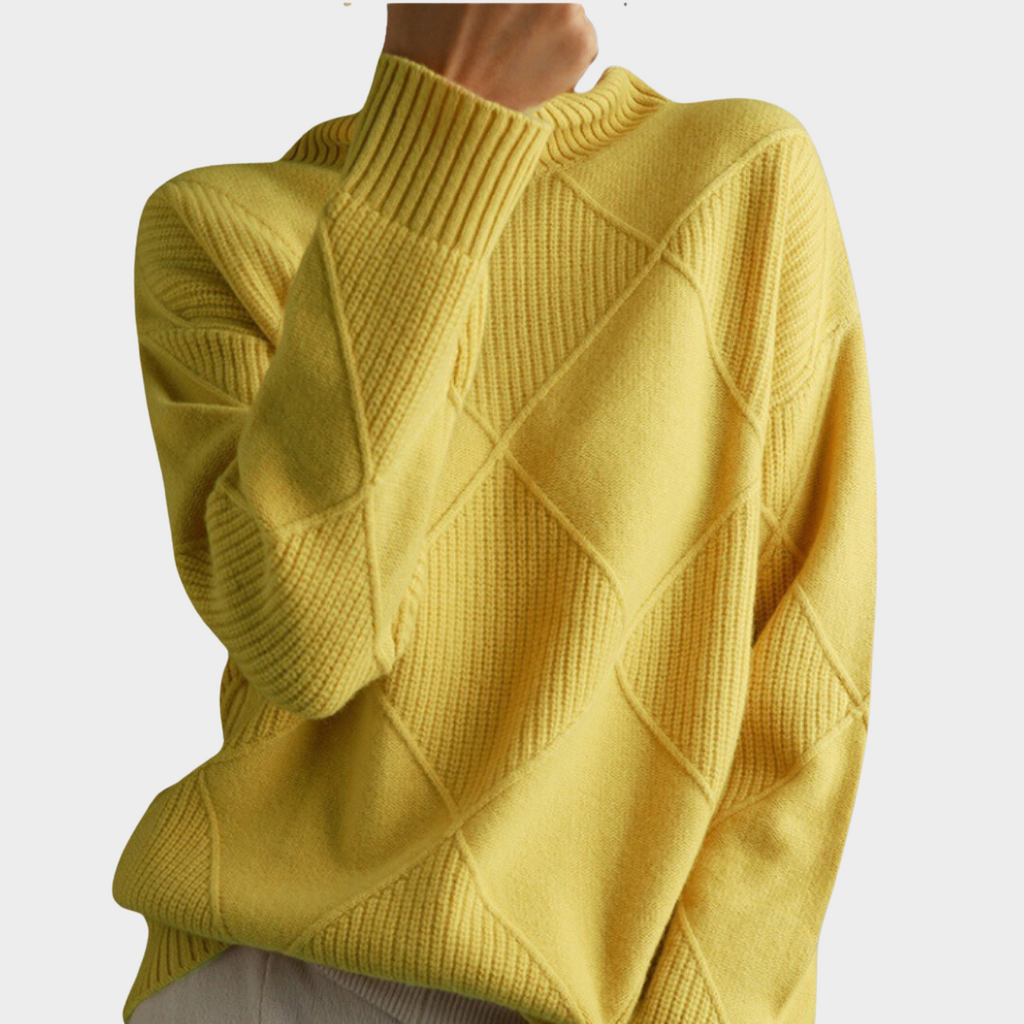 Women's High Neck Winter Sweater – Classic Turtleneck Knit Pullover