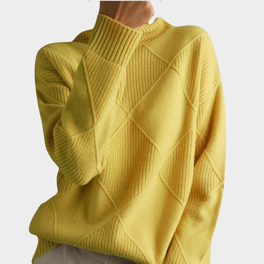 Women's High Neck Winter Sweater – Classic Turtleneck Knit Pullover