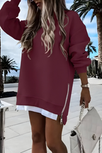 Women's Oversized Sweater – Side Zip Relaxed Fit Pullover