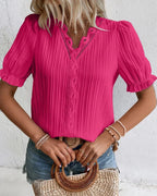 Women's Lace Detail Blouse – V-Neck Feminine Occasion Blouse