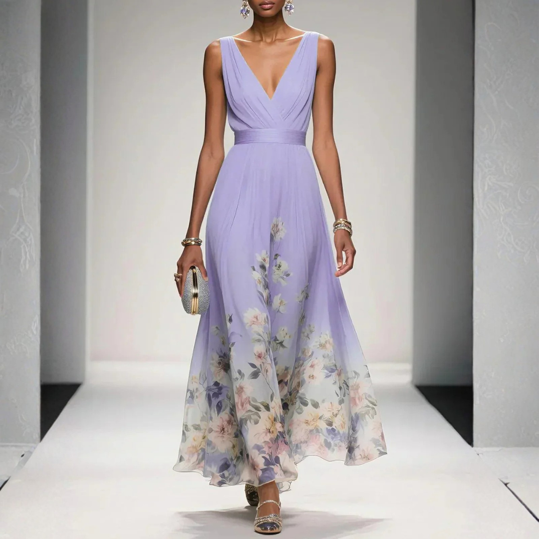 Women's Wedding Guest Floral Maxi Dress – Flowy Summer Occasion Dress