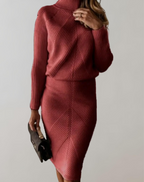 Women's Turtleneck Skirt Set – Long Sleeve Fitted Two-Piece Set