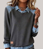 Women's Two-Tone Sweater – Relaxed Contrast Panel Pullover