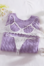 Women's Lace Lingerie Set – Deep V-Neck Bra & Matching Brief Set