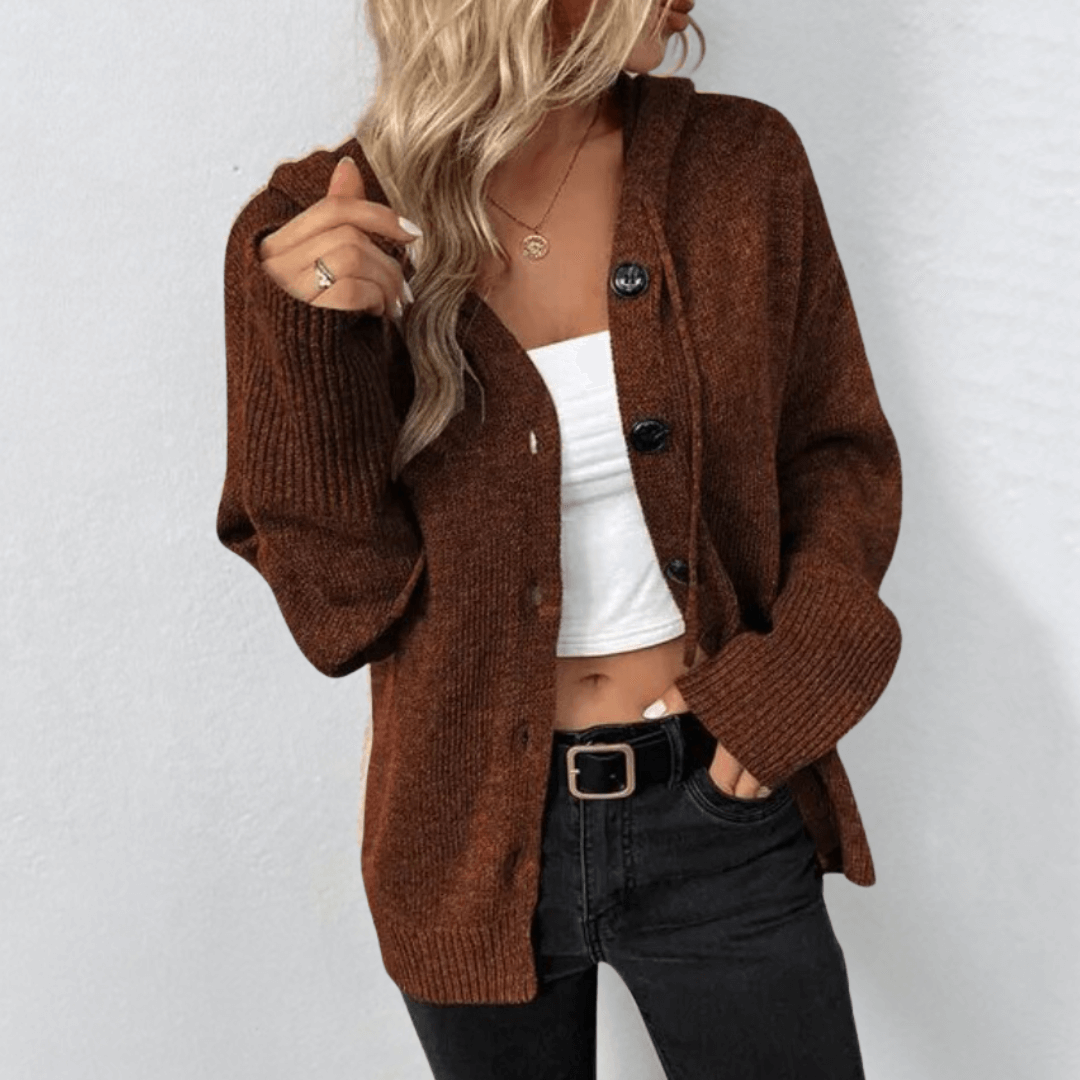 Women's Button Front Winter Cardigan – Thick Knit Long Sleeve Cardigan
