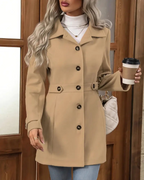 Women's Tailored Long Coat – Classic Button Front Overcoat