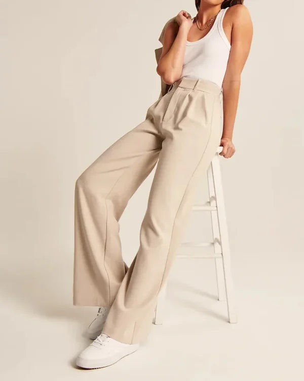 Women's Flared Trousers – High Waist Fitted Flare Leg Pants