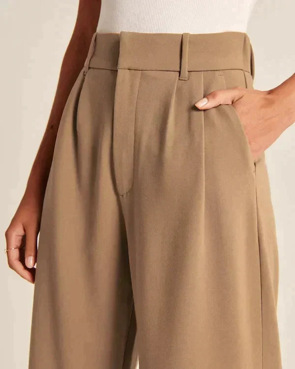 Women's Pleated Wide Leg Trousers – High Waist Flowy Dress Pants