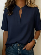 Women's Flowy V-Neck Blouse – Relaxed Long Sleeve Dressy Blouse