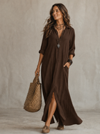 Women's Belted Wrap Midi Dress – Casual Summer Dress
