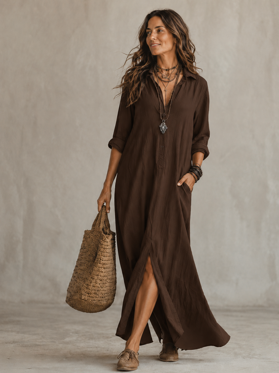 Women's Belted Wrap Midi Dress – Casual Summer Dress