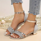 Women's Rhinestone Flat Sandals – Crystal Summer Sandals