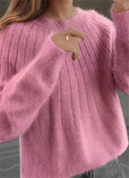 Women's Relaxed Knit Sweater – Classic Long Sleeve Crew Neck Pullover
