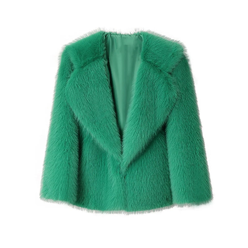 Women's Oversized Faux Fur Coat – Fluffy Winter Statement Jacket