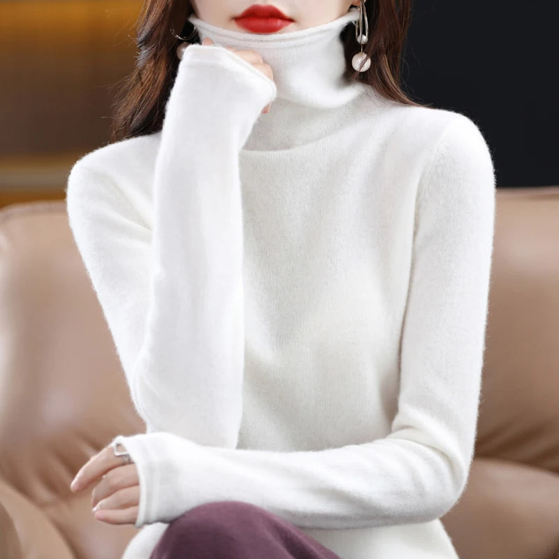 Women's Turtleneck Sweater – Soft Roll Neck Winter Sweater