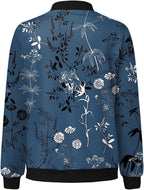 Women's Floral Zip Bomber Jacket – Lightweight Spring Jacket
