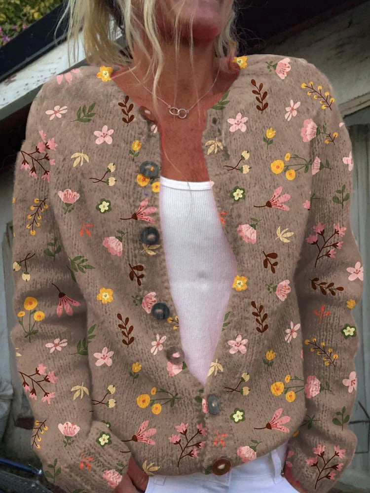 Women's Floral Embroidered Cardigan – Soft Knit Button Front Cardigan