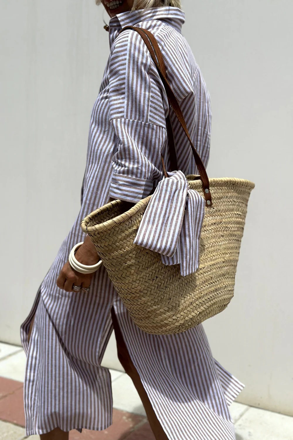 Women's Striped Midi Dress – Relaxed Flowy Day Dress