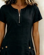 Women's A-Line Dress – Zip Front Flared Day Dress