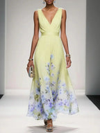 Women's Wedding Guest Floral Maxi Dress – Flowy Summer Occasion Dress