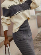 Women's Knit Skirt Set – Ribbed Sweater Co-Ord