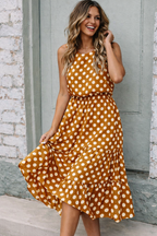 Women's Sleeveless Polka Dot Dress – Casual Midi Dress