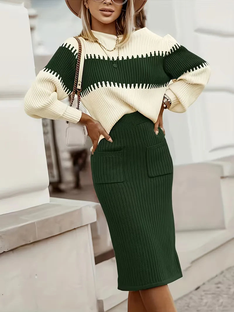 Women's Knit Skirt Set – Ribbed Sweater Co-Ord